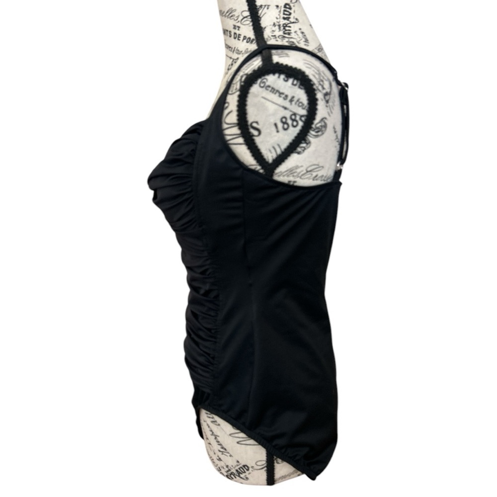 Croft & Barrow Black One Piece Swimsuit Slimming Ruched Beachwear - Picture 4 of 6